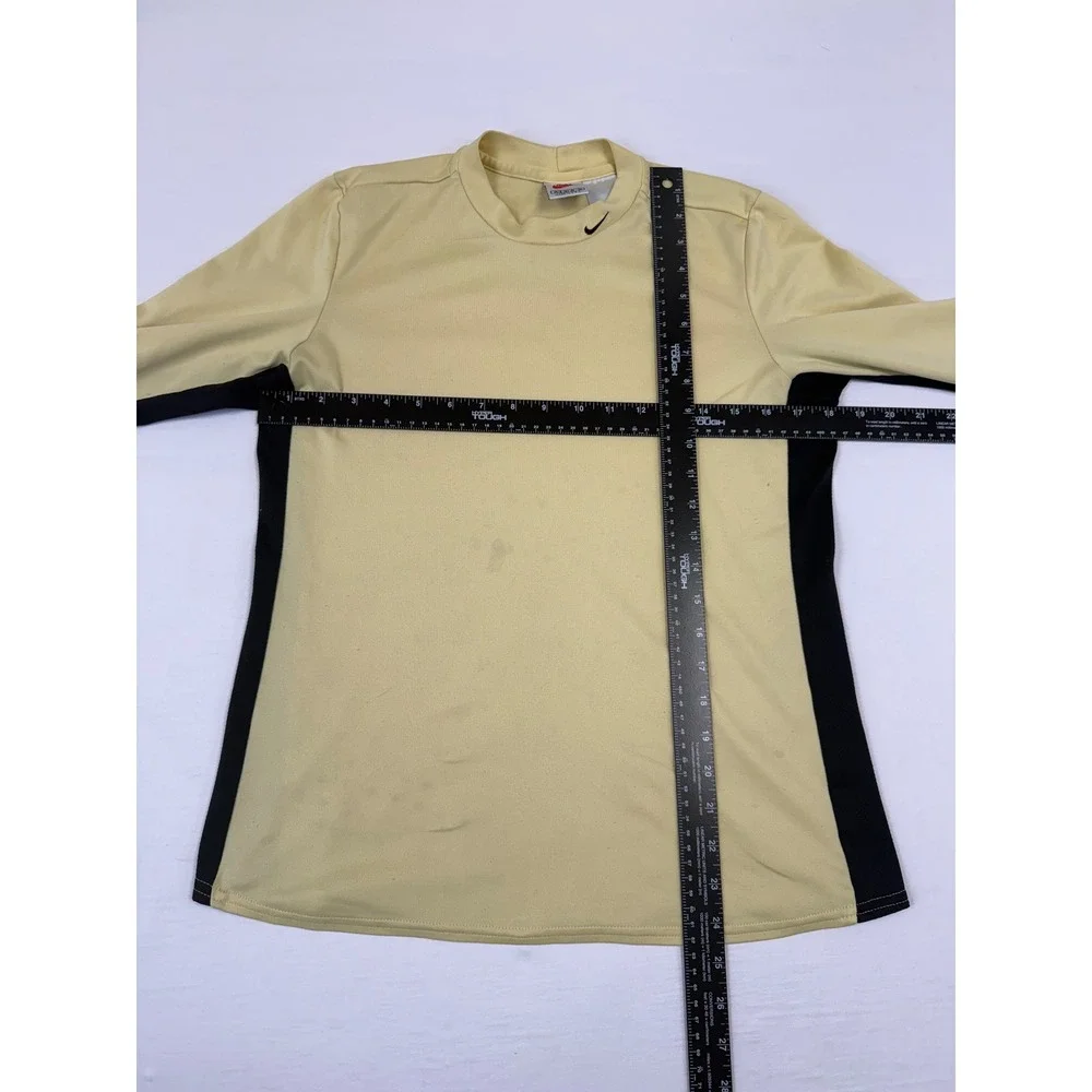 Vintage Nike Fit Long Sleeve Shirt Yellow‎ Black Mock Neck Mens Medium USA Made